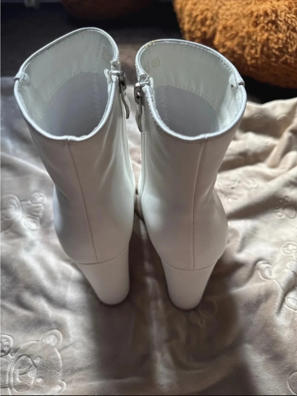 PrettyLittleThing White Mid-Calf Pointed Toe Ankle Boots